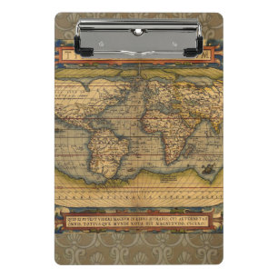 Ortelius 1570 Wereldkaart: Antieke Cartografie Mini Klembord