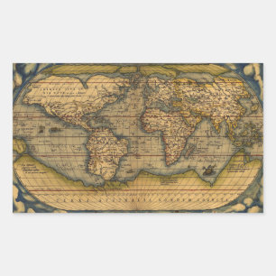 Ortelius 1570 Wereldkaart: Antieke Cartografie Rechthoekige Sticker
