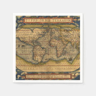 Ortelius 1570 Wereldkaart: Antieke Cartografie Servet