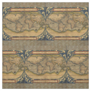 Ortelius 1570 Wereldkaart: Antieke Cartografie Stof