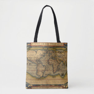 Ortelius 1570 Wereldkaart: Antieke Cartografie Tote Bag
