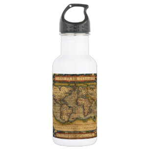 Ortelius 1570 Wereldkaart: Antieke Cartografie Waterfles