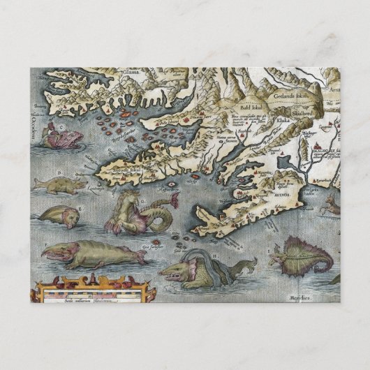 Ortelius Map Zee Monsters Briefkaarten (Voorkant)