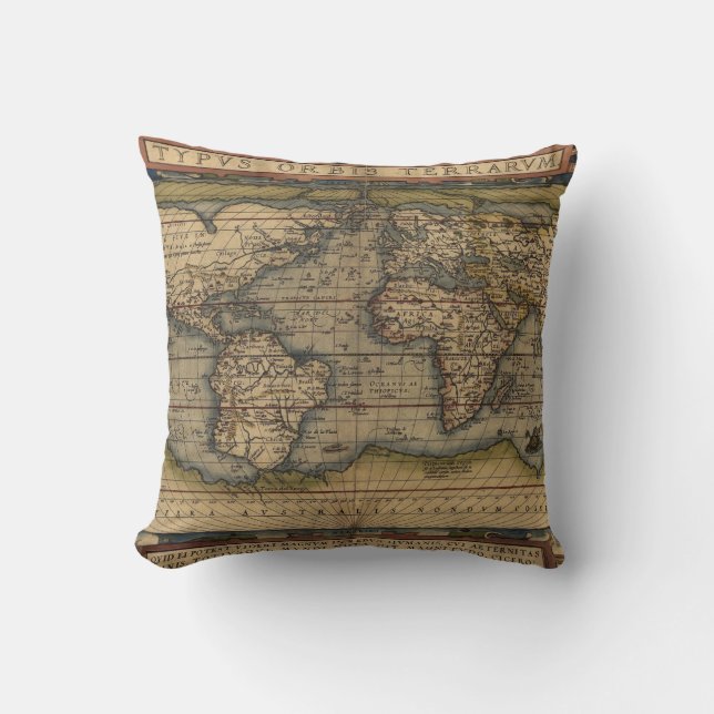 Ortelius Wereldkaart 1570 Kussen (Voorkant)