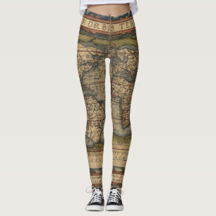 Ortelius Wereldkaart 1570 Leggings