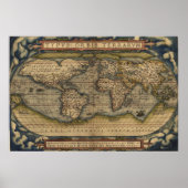 Ortelius Wereldkaart 1570 Poster (Voorkant)