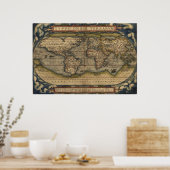 Ortelius Wereldkaart 1570 Poster (Keuken)