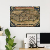 Ortelius Wereldkaart 1570 Poster (Thuiskantoor)