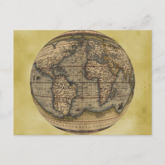 Ortelius Wereldkaart Briefkaart (Voorkant)