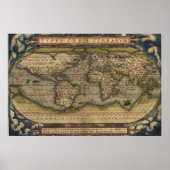 Ortelius Wereldkaart Circa 1590 Poster (Voorkant)