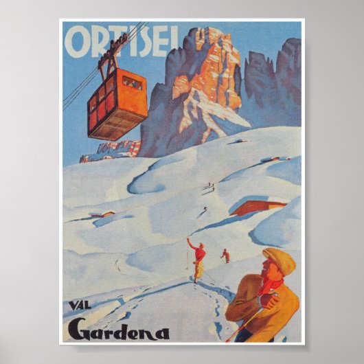Ortesei Italy  Ski Travel Poster (Voorkant)