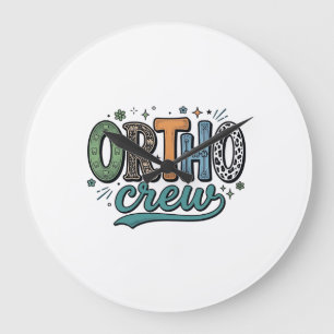 Ortho Crew Vintage Tandheelkundig Team Vectorontwe Grote Klok