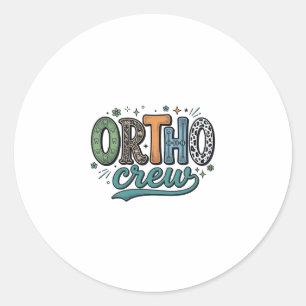 Ortho Crew Vintage Tandheelkundig Team Vectorontwe Ronde Sticker