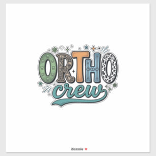 Ortho Crew Vintage Tandheelkundig Team Vectorontwe Sticker