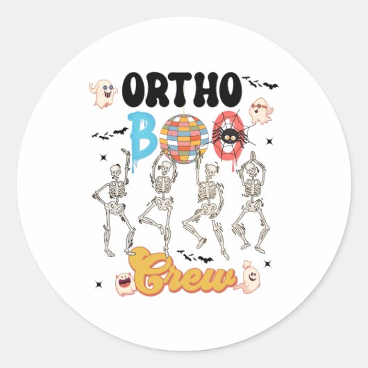 Ortho Orthopedic Halloween Boo Crew Ronde Sticker (Voorkant)