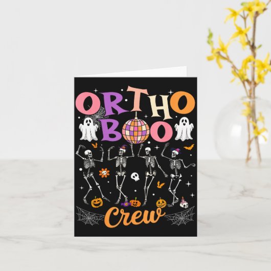 Ortho Orthopedic Halloween Boo Crew Skeleton Danci Kaart (Gele Bloem)