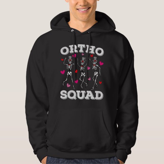Ortho Squad Dancing Skeleton Valentijn Mannen Hoodie (Voorkant)