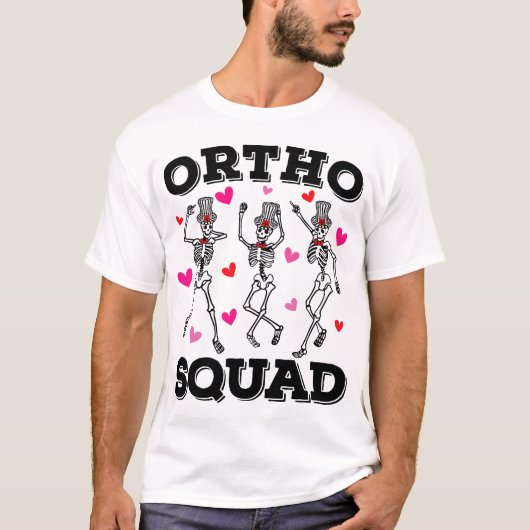 Ortho Squad Dancing Skeleton Valentijn Mannen T-shirt (Voorkant)