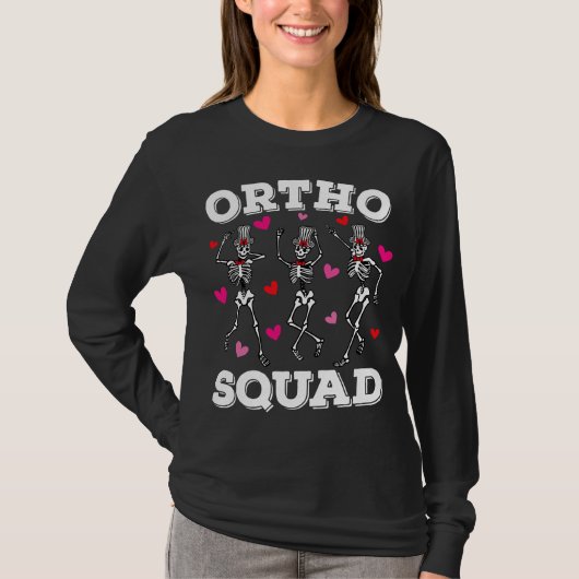 Ortho Squad Dancing Skeleton Valentijn Vrouwen LS T-shirt (Voorkant)
