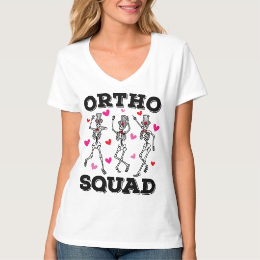 Ortho Squad Dancing Skeleton Valentijn Vrouwen V T-shirt (Voorkant)