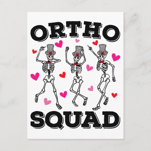 Ortho Squad Dansende Skelet Valentijn Briefkaart (Voorkant)