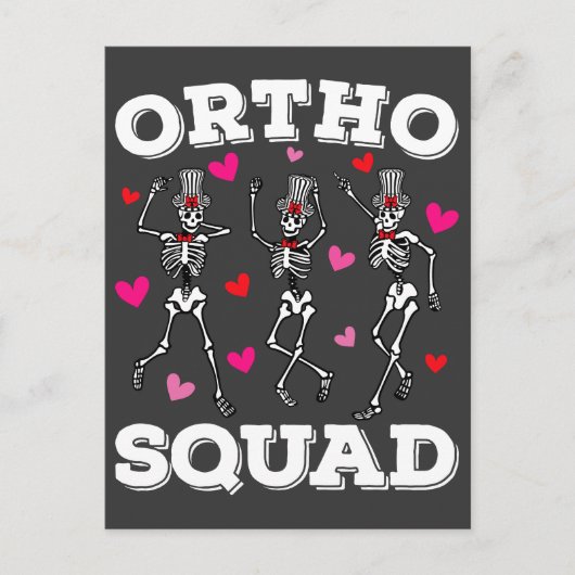 Ortho Squad Dansende Skelet Valentijn Briefkaart (Voorkant)