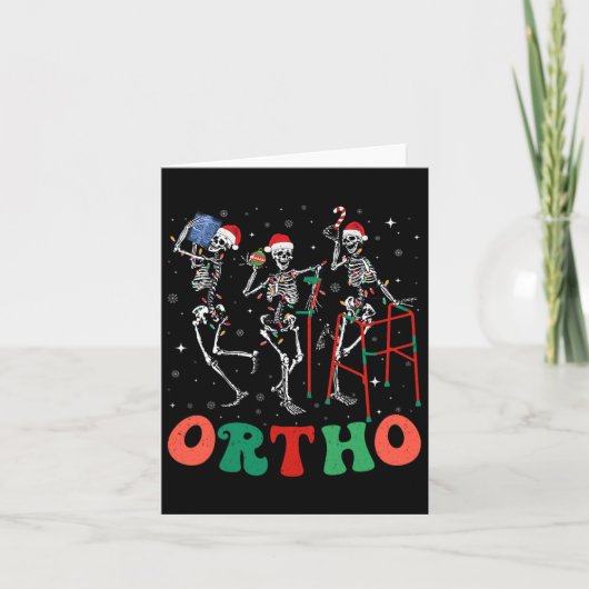 Ortho Squad Dansende Skeletten Kerst Orthopedisch Kaart (Voorkant)