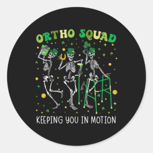 Ortho Squad dansende skeletten St Patricks Orthope Ronde Sticker