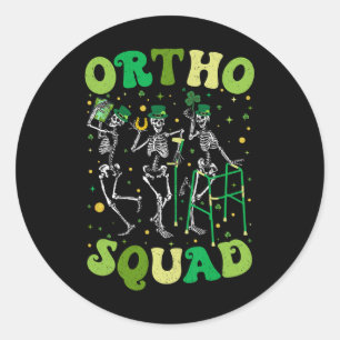 Ortho Squad dansende skeletten St Patricks Orthope Ronde Sticker