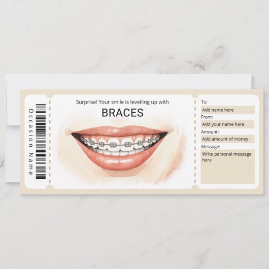 Orthodontische beugel cadeaubon kaart (Voorkant)