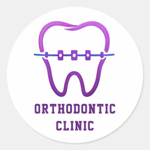Orthodontische kliniek logo braces specialist 💙 ronde sticker