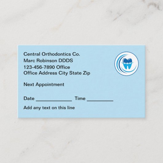 Orthodontist afspraak Visitekaartjes in bulk Afsprakenkaartje (Voorkant)