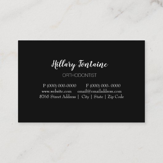 Orthodontist Braces Tandarts Standaard Visitekaart Visitekaartje (Achterkant)