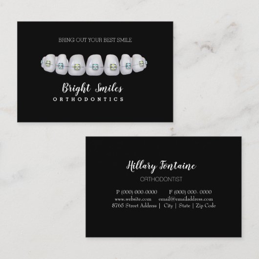 Orthodontist Braces Tandarts Standaard Visitekaart Visitekaartje (Voorkant / Achterkant)