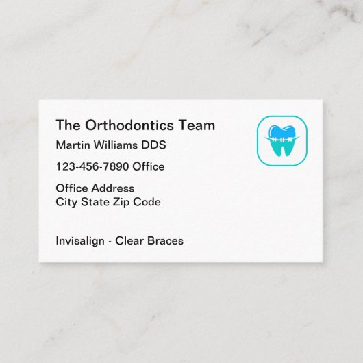 Orthodontist Braces Theme Logo Visitekaartjes (Voorkant)