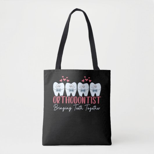 Orthodontist brengt Teeth Together Cute Braces Tote Bag (Voorkant)