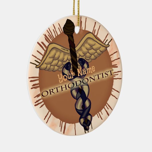 Orthodontist Caduceus Keramisch Ornament (Rechts)