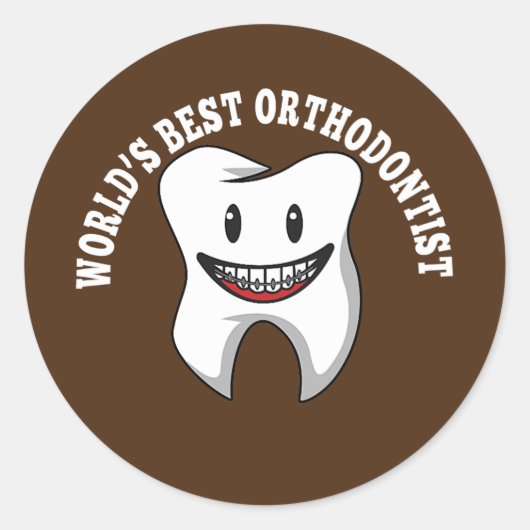 Orthodontist Dentist Teeth Braces Orthodontie Ronde Sticker (Voorkant)