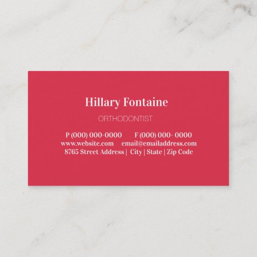 Orthodontist Dentist Visitekaartje (Achterkant)