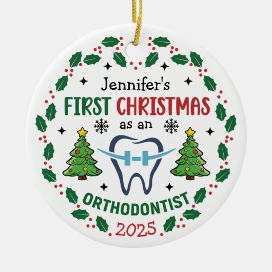 Orthodontist First Christmas Personalized Tree Keramisch Ornament (Voorkant)