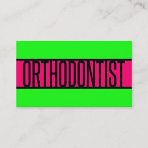 Orthodontist Neon Green en Hot Pink Visitekaartje
