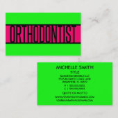 Orthodontist Neon Green en Hot Pink Visitekaartje (Voorkant / Achterkant)