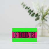 Orthodontist Neon Green en Hot Pink Visitekaartje (Staand voorkant)