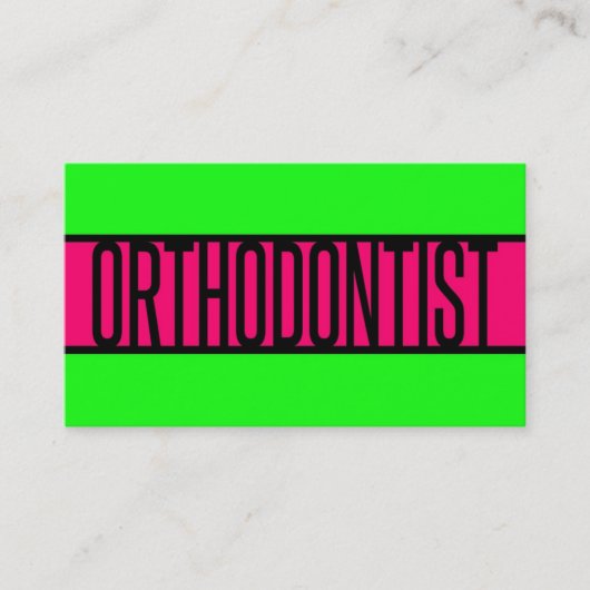 Orthodontist Neon Green en Hot Pink Visitekaartje (Voorkant)
