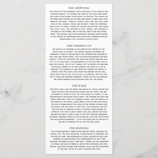 Orthodox Bruiloft Beschrijving 4 x 9 kaarten (Achterkant)