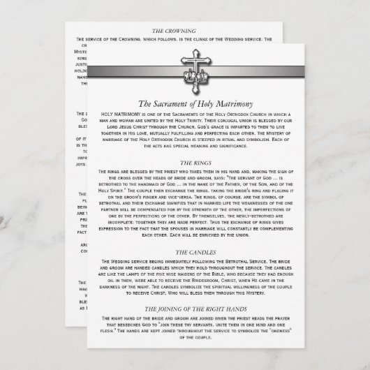 Orthodox Bruiloft Beschrijving 5 x 7 kaarten (Voorkant / Achterkant)