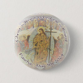 Orthodox Christelijk Christus is Risen ENG 2.25 in Ronde Button 5,7 Cm