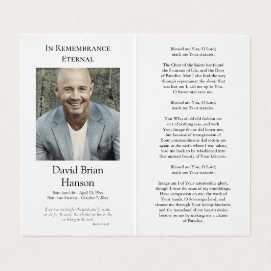 Orthodox Christelijk Fotomonument Dank u Visitekaartje (Binnenkant ongevouwen)