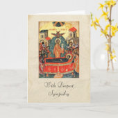 Orthodox Christelijk Icon Begrafenissympathie Kaart (Gele Bloem)