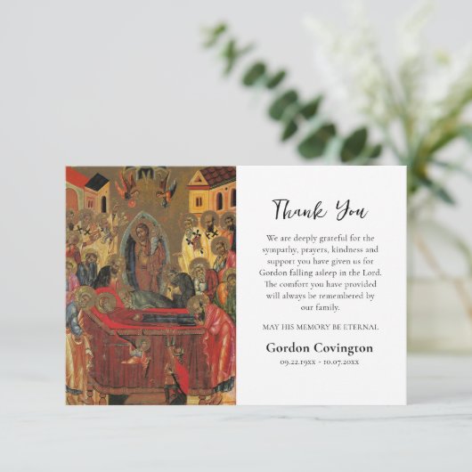 Orthodox Christelijk icoon begrafenis Bedankkaart (Staand voorkant)